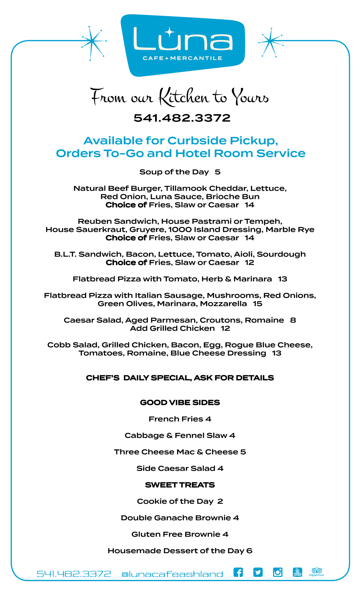 luna curbside menu Luna Cafe